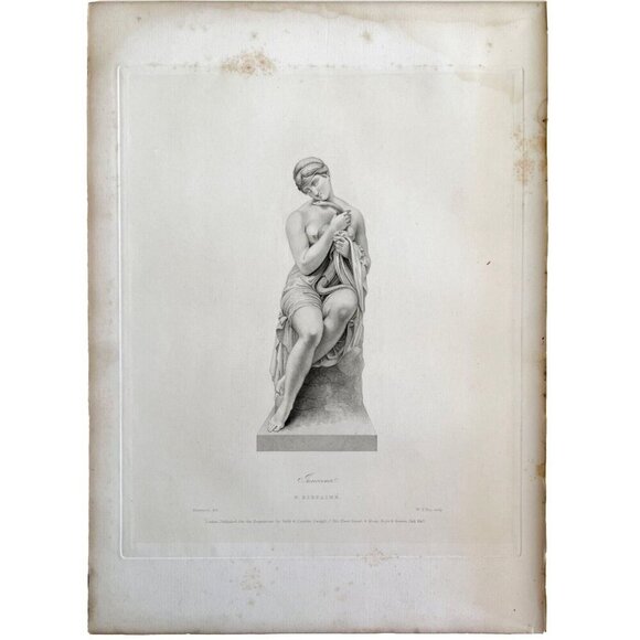 Innocence 1834 Engraving Bienaime Victorian Art Snake Beautiful Woman DWBB3 - Picture 2 of 2